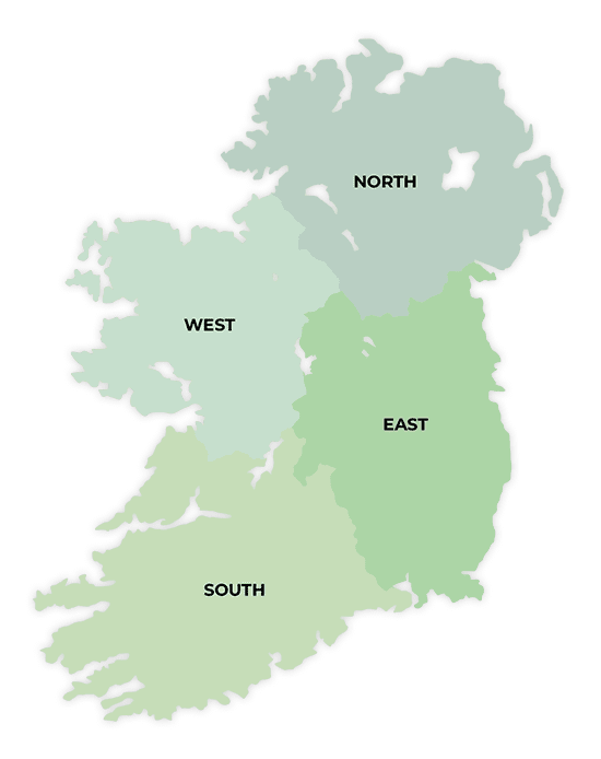 map of Irish regions